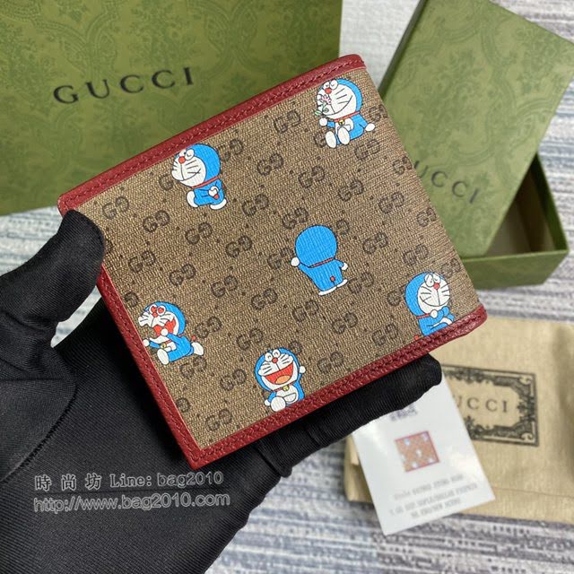 Gucci顶级男女包包 古驰哆啦A梦双折短夹钱包 Gucci翻盖零钱包 647802  gdj1606